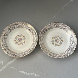 Vintage Parisian Center Coupe Bowl Set Of 2 Warranted 22 K Gold USA 8” Diameter